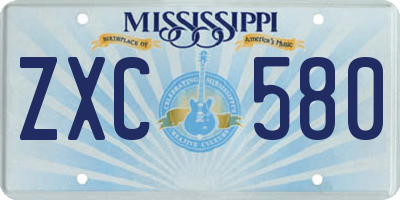 MS license plate ZXC580