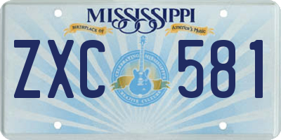 MS license plate ZXC581