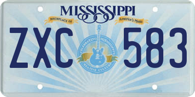 MS license plate ZXC583