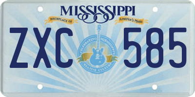 MS license plate ZXC585