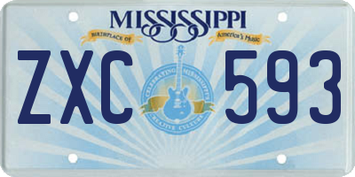 MS license plate ZXC593