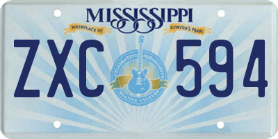 MS license plate ZXC594