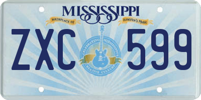 MS license plate ZXC599