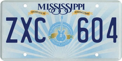 MS license plate ZXC604
