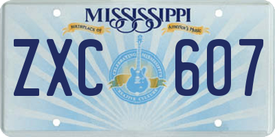 MS license plate ZXC607