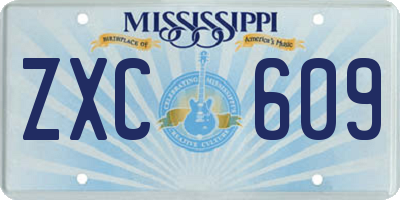 MS license plate ZXC609
