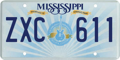 MS license plate ZXC611