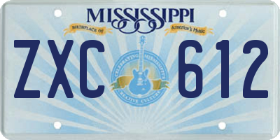 MS license plate ZXC612