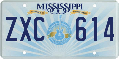 MS license plate ZXC614