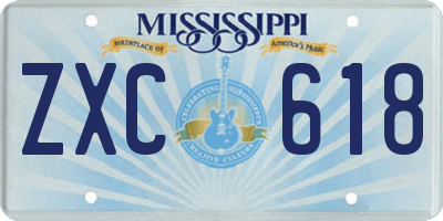 MS license plate ZXC618