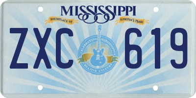 MS license plate ZXC619