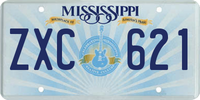MS license plate ZXC621