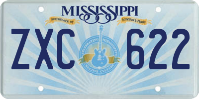 MS license plate ZXC622