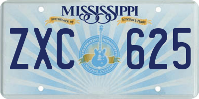 MS license plate ZXC625