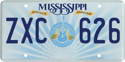 MS license plate ZXC626
