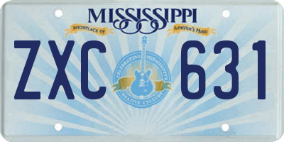 MS license plate ZXC631