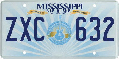 MS license plate ZXC632