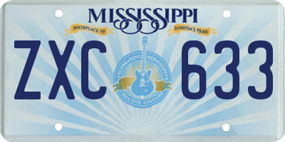 MS license plate ZXC633