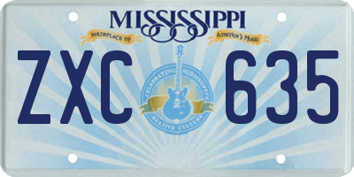 MS license plate ZXC635