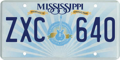 MS license plate ZXC640