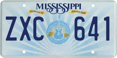 MS license plate ZXC641