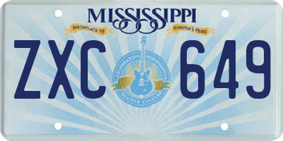 MS license plate ZXC649