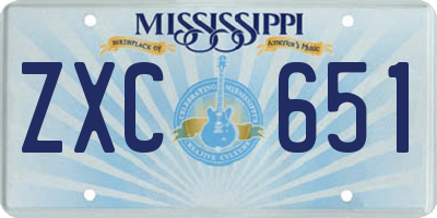 MS license plate ZXC651