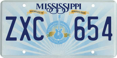 MS license plate ZXC654