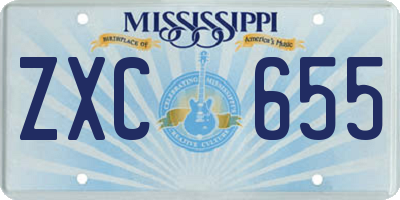 MS license plate ZXC655