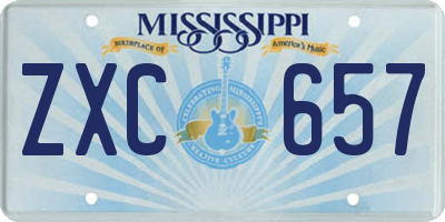 MS license plate ZXC657