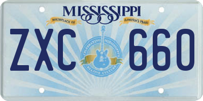 MS license plate ZXC660