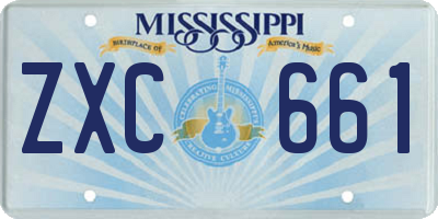 MS license plate ZXC661