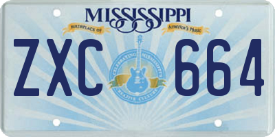 MS license plate ZXC664