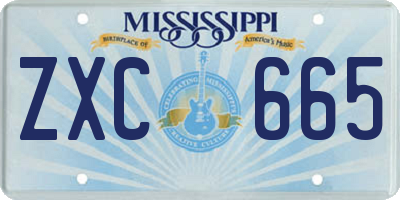MS license plate ZXC665