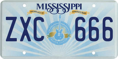 MS license plate ZXC666