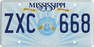 MS license plate ZXC668