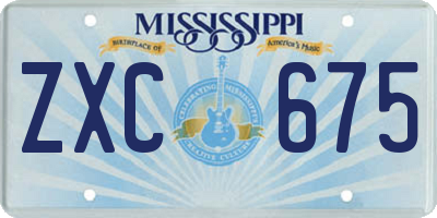 MS license plate ZXC675