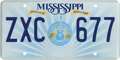 MS license plate ZXC677