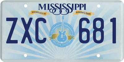 MS license plate ZXC681