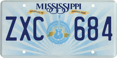 MS license plate ZXC684