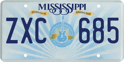 MS license plate ZXC685