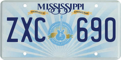 MS license plate ZXC690