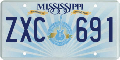 MS license plate ZXC691
