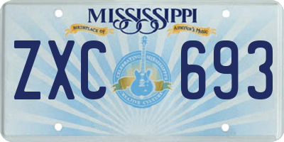 MS license plate ZXC693