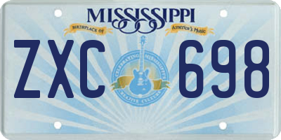 MS license plate ZXC698