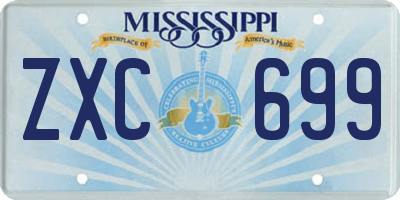 MS license plate ZXC699