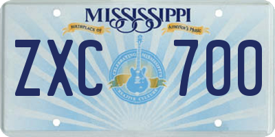 MS license plate ZXC700