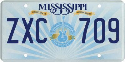 MS license plate ZXC709