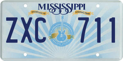 MS license plate ZXC711