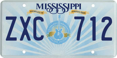 MS license plate ZXC712